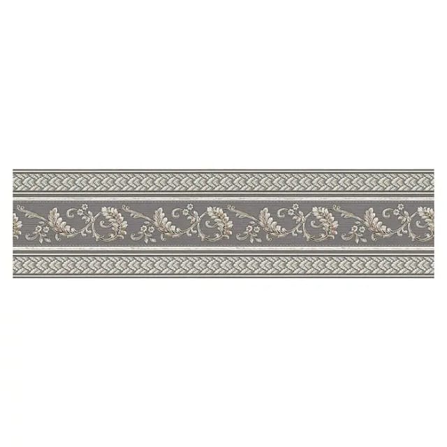 Bricoflor Graue Tapeten Bordüre 17 Cm Breit Ornament Tapetenborte Ideal für Wohnzimmer und Schlafzimmer Barock Tapetenborte in Grau und Beige