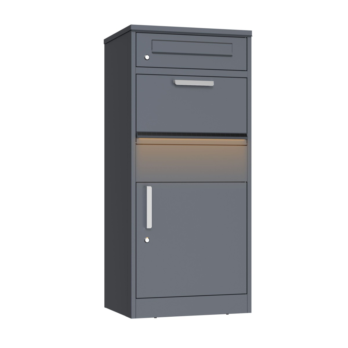 Bc-elec - Hxxpb005-2s1 Paketbox, Briefkasten Mit Solarbetriebener Led-beleuchtung Und Dämmerungssensor – Anthrazit 50 X 39 X 112 Cm
