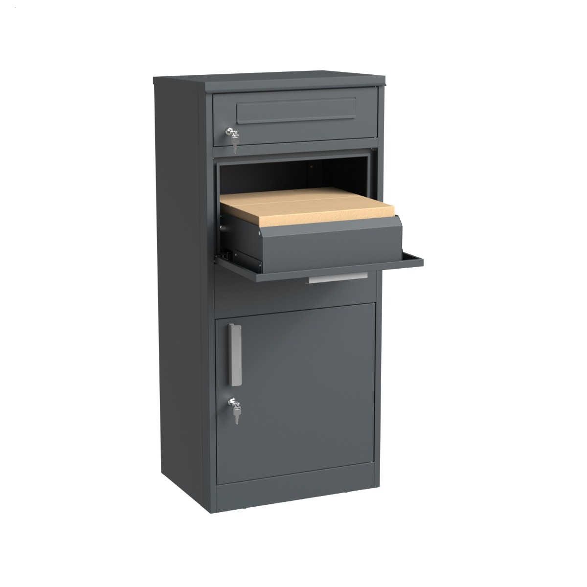 Bc-elec - Hxxpb005-2 Briefkasten Mit Paketfach Aus Anthrazitfarbenem Verzinktem Stahl Und Separatem Fach Für Briefe, 50 X 38 X 112 Cm