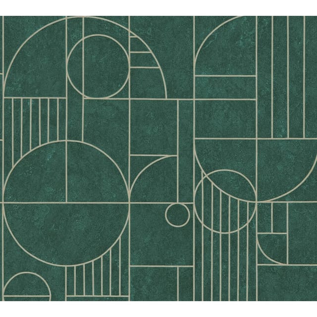 Bricoflor Tapete im Art Déco Stil Grün Gold 20er Jahre Vliestapete Geometrisch Dunkelgrün Metallic Wandtapete für Wohnzimmer