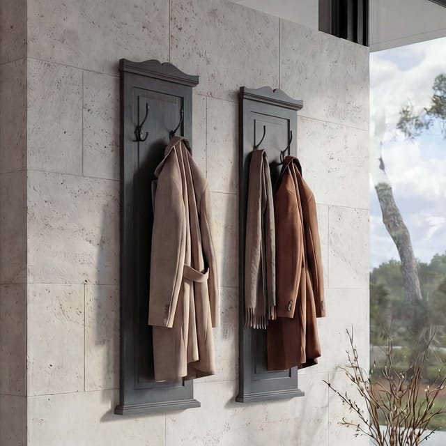 MCW Wandgarderobe H33 2er-Set Dunkelgrau Lackiert