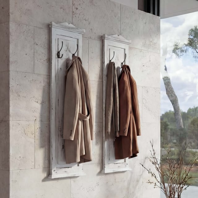MCW Wandgarderobe H33 2er-Set Weiß Shabby