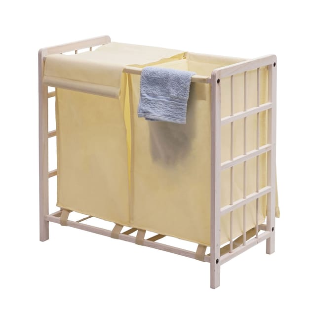 MCW Wäschesammler B60 Shabby Weiß Bezug Creme