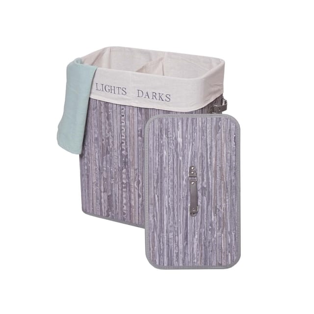 MCW Wäschekorb C21 63x55x34cm 100l Grau-Blau