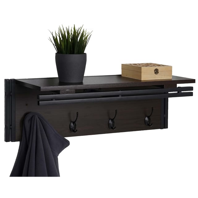 MCW Wandgarderobe A27 4 Haken 3D-Struktur Dunkelbraun
