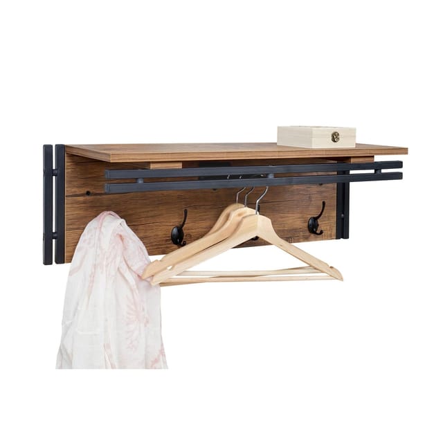 MCW Wandgarderobe A27 4 Haken 3D-Struktur Wildeiche-Optik