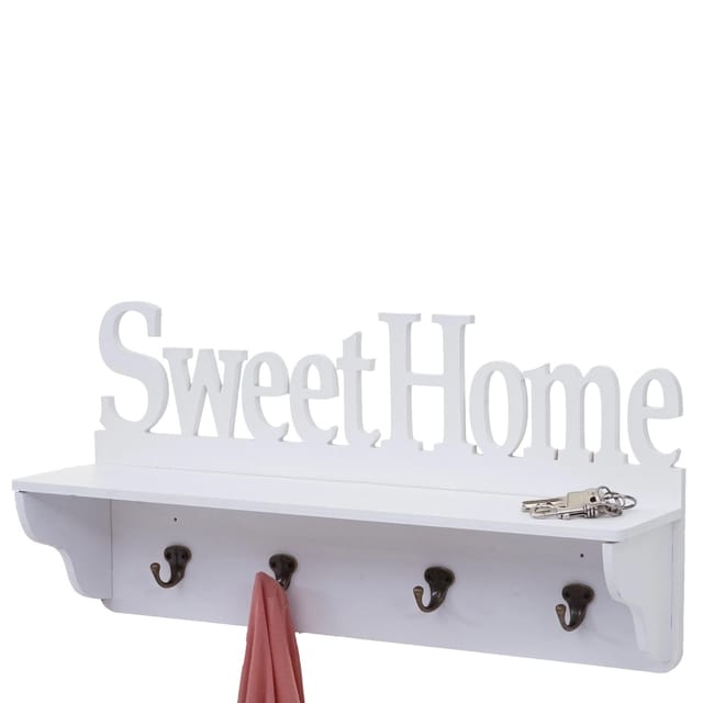 MCW Wandgarderobe D41 Sweet Home 4 Haken Weiß
