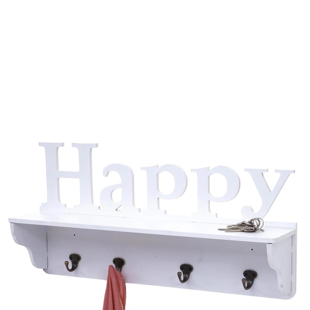 MCW Wandgarderobe D41 Happy 4 Haken Weiß