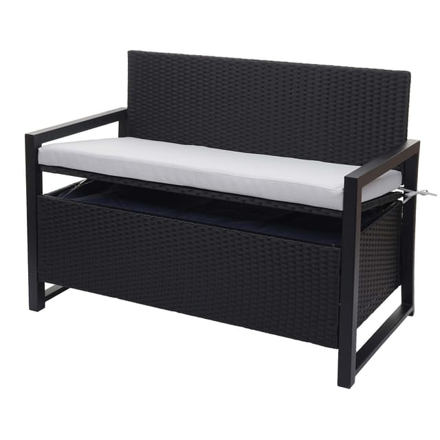 MCW Poly-Rattan 2er Sitzbank F39 anthrazit Kissen Grau