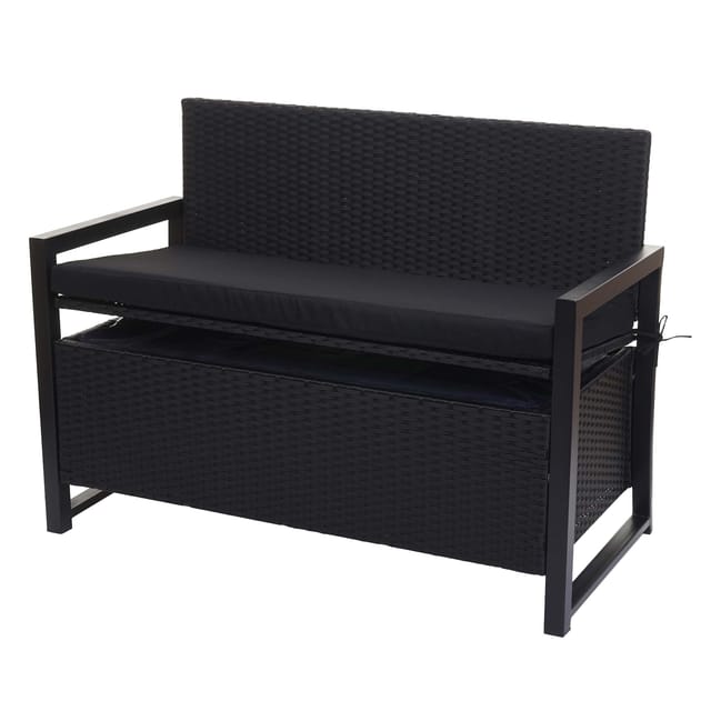 MCW Poly-Rattan 2er Sitzbank F39 anthrazit Kissen Schwarz