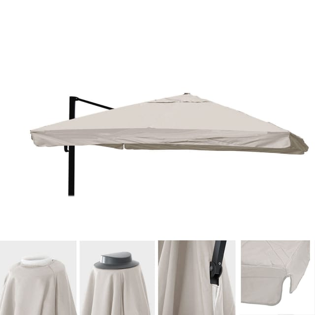 MCW Ersatz-Bezug für Schirm A96 mit Flap 3,5x3,5m Creme-Grau