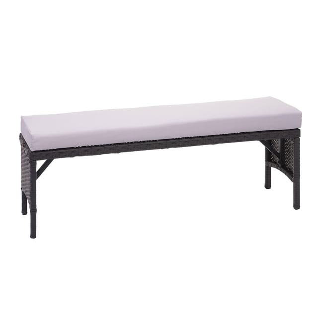 MCW Poly-Rattan Sitzbank G16 Schwarz Kissen Hellgrau