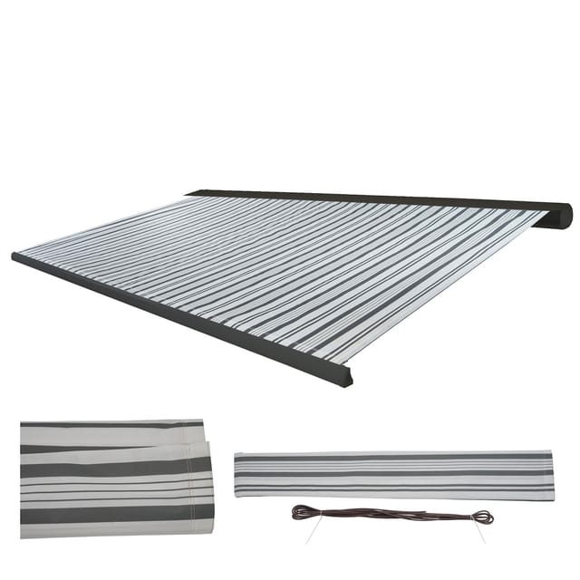 MCW Ersatz-Bezug für Markise H122 Polyester Grau-Weiß