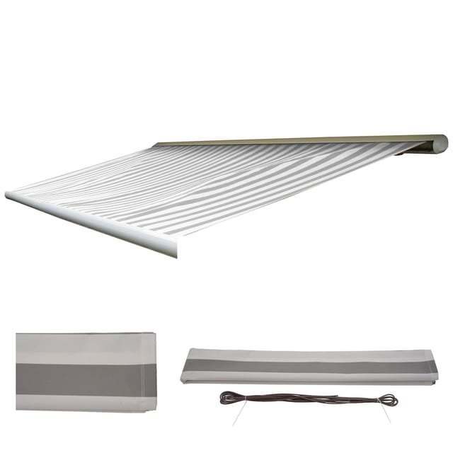 MCW Ersatz-Bezug für Markise H124 Acryl Grau-Weiß