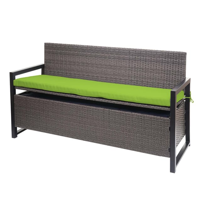 MCW Poly-Rattan 3er Sitzbank F39 Grau-meliert Kissen Grün