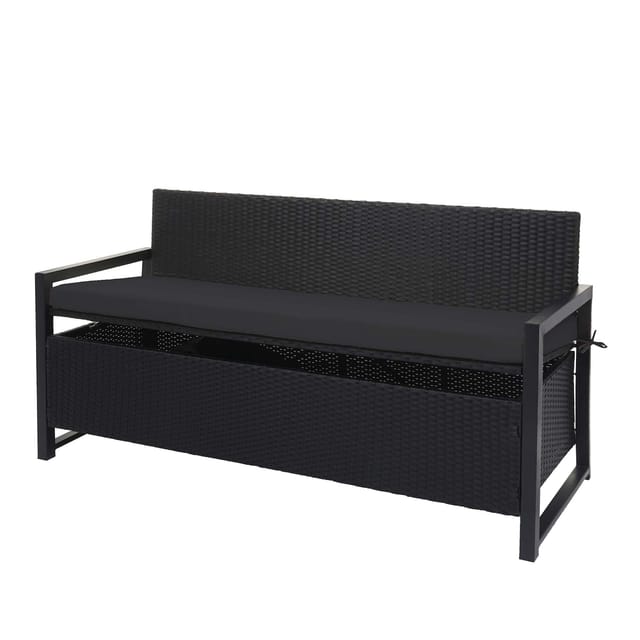 MCW Poly-Rattan 3er Sitzbank F39 anthrazit Kissen Schwarz