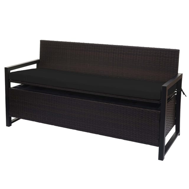 MCW Poly-Rattan 3er Sitzbank F39 Braun Kissen Schwarz