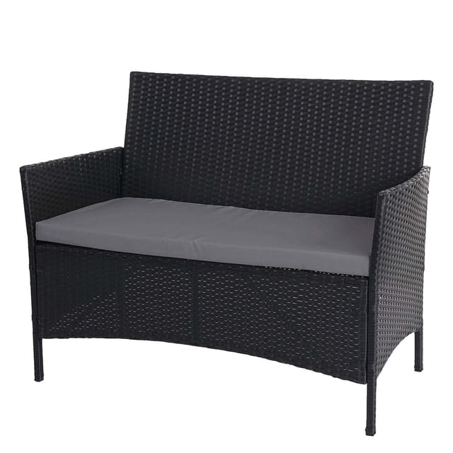 MCW Poly-Rattan Gartenbank Hamar anthrazit Kissen anthrazit