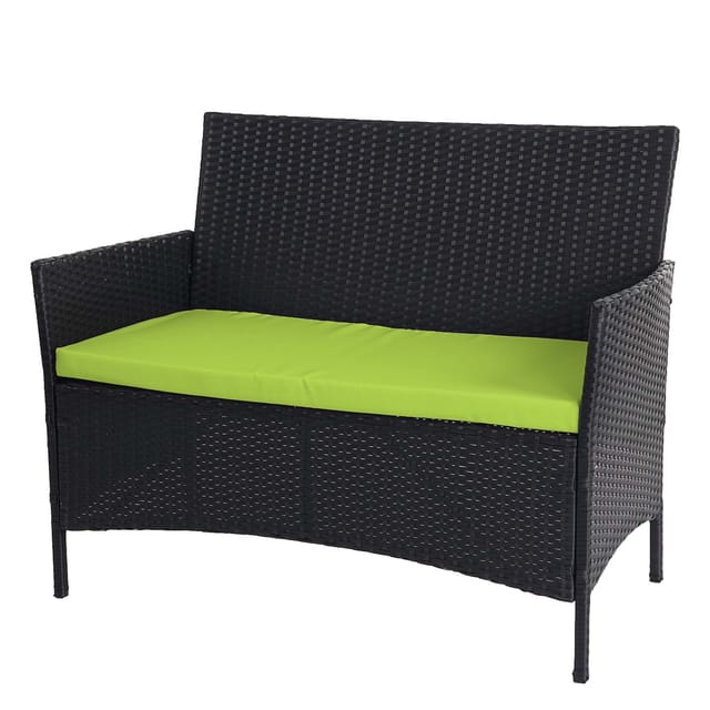 MCW Poly-Rattan Gartenbank Hamar anthrazit Kissen Grün