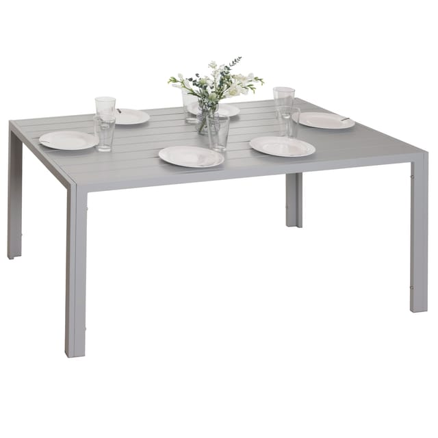 MCW Alu-Esstisch N40 Tisch Bistrotisch Gartentisch Balkontisch Wetterfest 140x80cm Hellgrau