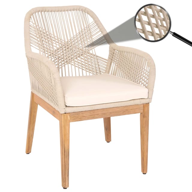 MCW Gartenstuhl H56b beige Kissen Creme-Weiß