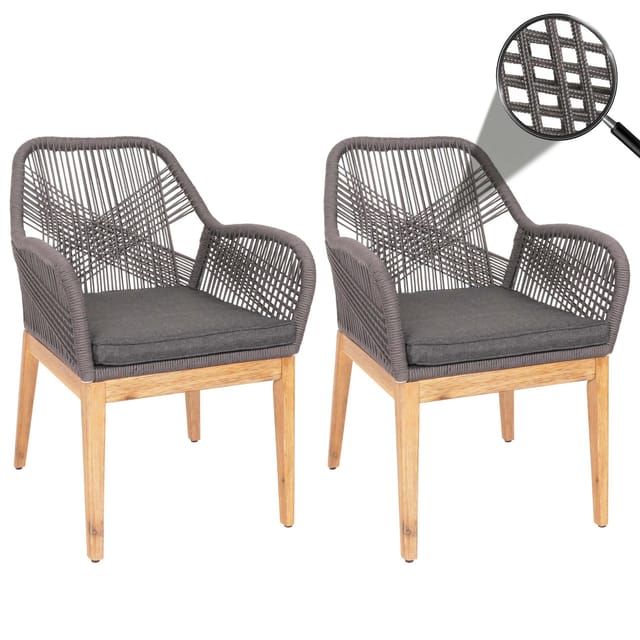 MCW Gartenstuhl H56b 2er-Set Grau Kissen anthrazit