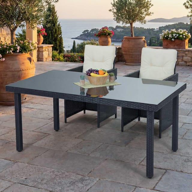 MCW Poly-Rattan Gartentisch Chieti anthrazit