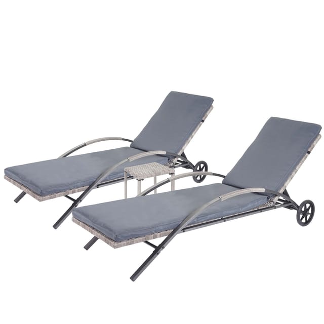 MCW Sonnenliege E27 2er-Set Grau Kissen Dunkelgrau