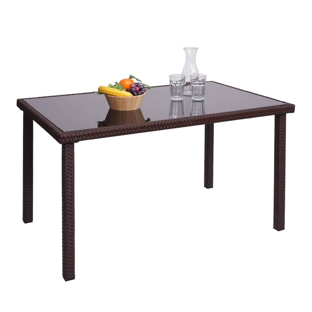 MCW Poly-Rattan Tisch G19 Braun