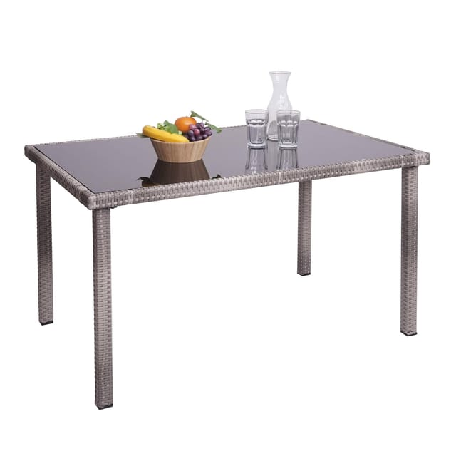 MCW Poly-Rattan Tisch G19 Grau-Braun