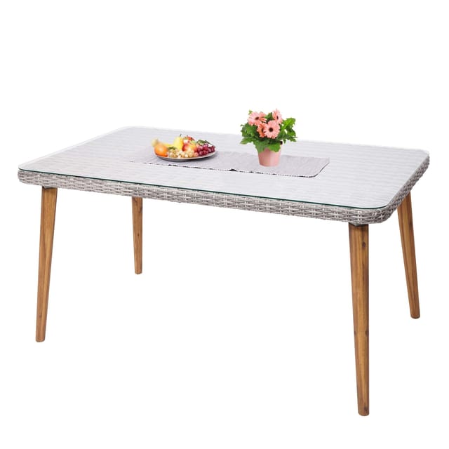 MCW Poly-Rattan Esstisch H65 150x90cm Grau