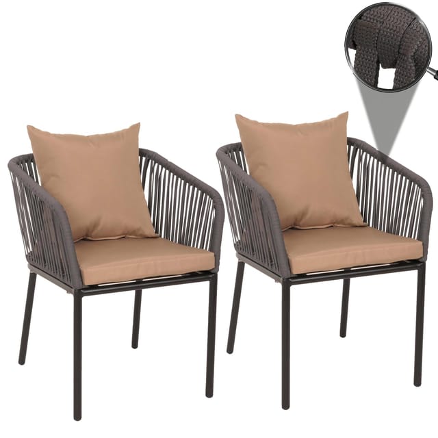 MCW 2er-Set Gartenstuhl N41 anthrazit Kissen Taupe