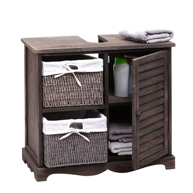 MCW Waschbeckenunterschrank H20 Shabby Grau-Braun