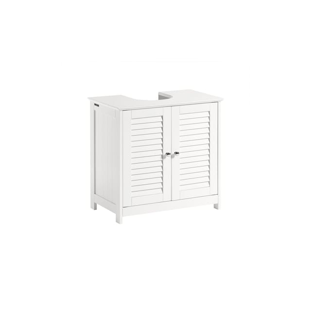 SoBuy Waschbeckenunterschrank Badschrank mit 2 Lamellentüren 60x58x35cm Weiß FRG237-II-W