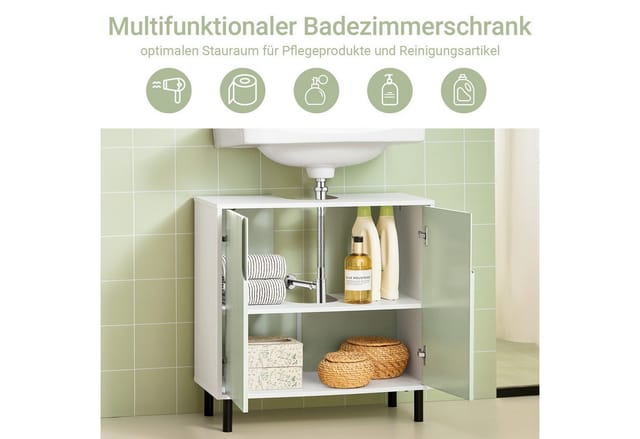 SoBuy Waschbeckenunterschrank aus Holz und Metall Grün 60 cm BZR139-GR