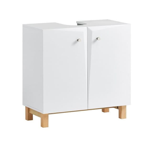 SoBuy Waschbeckenunterschrank Badschrank mit verstellbare Ablage 60x60x30cm Weiß BZR92-W