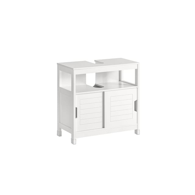 SoBuy Waschbeckenunterschrank Badschrank mit Fußpolster 60x60x30cm Weiß FRG128-W