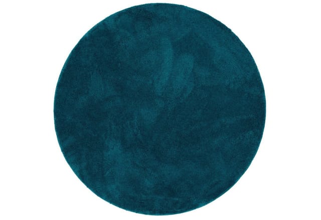Pergamon Luxus Super Soft Hochflor Teppich Silky Rund Petrol 160x160cm