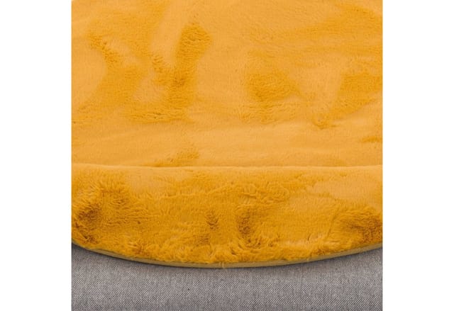 Pergamon Luxus Super Soft Fellteppich Plush Rund Curry 80x80cm
