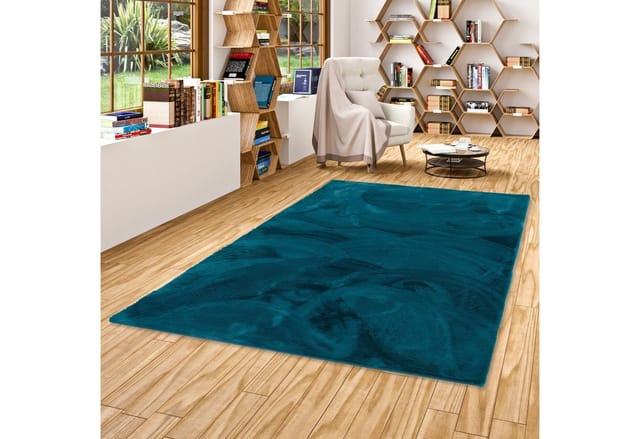 Pergamon Luxus Super Soft Fellteppich Plush Petrol 60x90cm