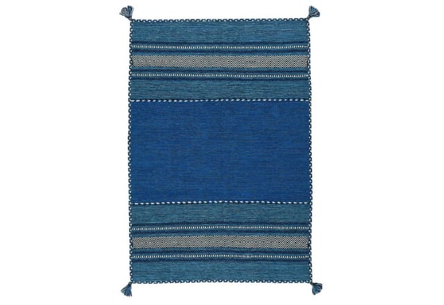 Pergamon Natur Teppich Kelim Navarro Blau 70x140cm
