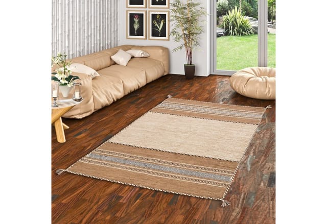 Pergamon Natur Teppich Kelim Navarro Beige 70x140cm