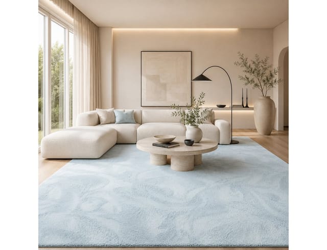 Pergamon Luxus Super Soft Fellteppich Pearl Blau 80x150cm
