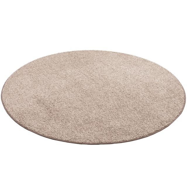 Snapstyle Hochflor Velours Teppich Mona Rund Taupe 133x133cm