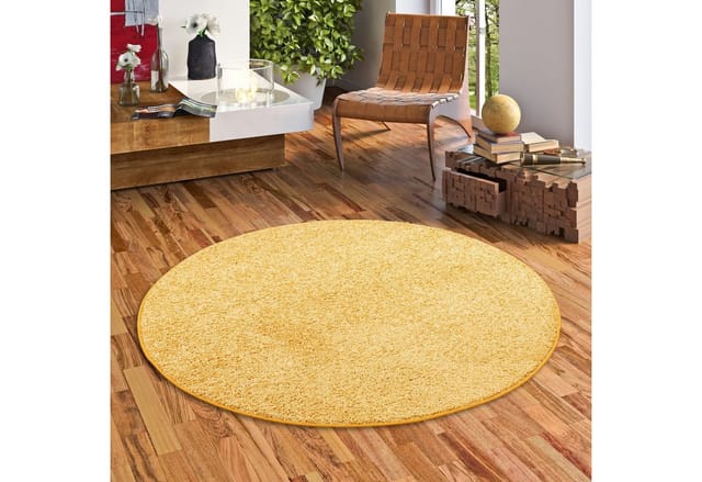 Snapstyle Hochflor Velours Teppich Mona Rund Curry 100x100cm