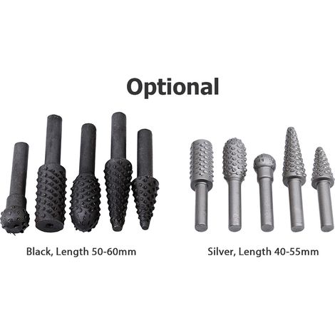 Set Mit 5 Rotationsschneidern Für Holz Und Kunststoff – 6 Mm Zylindrische Spitze, Gehärteter Stahl, Silberfarben