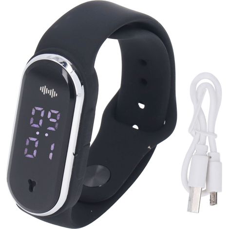 Mückenschutzarmband Mit Elektronischer Uhr, Aus Silikagel, Usb-aufladbar, Schwarz