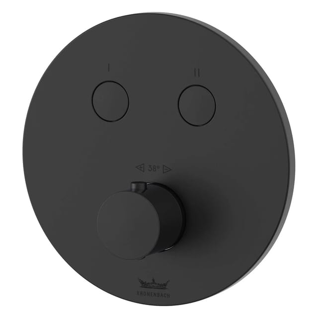 Kronenbach Thermostat Unterputz für 2 Verbraucher runde Ausführung Smart Push in Schwarz Matt