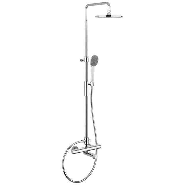 Kronenbach Duschsystem Aufputz mit Wannenthermostat und Kopfbrause Ø 22,5 cm rund in Chrom