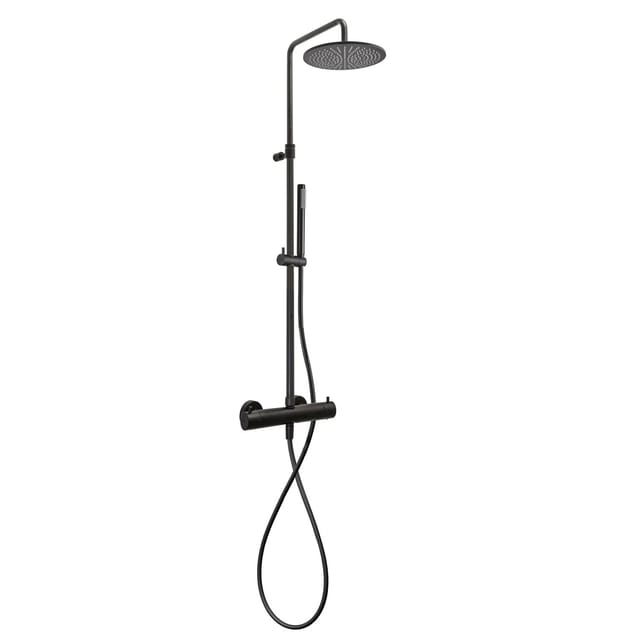 Kronenbach Duschsystem mit Thermostat Brause Ø 30 cm Lima 2.0 Black in Schwarz Matt